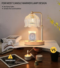Gold Candle Warmer Lamp for Flower-Shaped Glass,Wax Melt Warmer for Jar Candles,Candle Warmer Lamp with Timer Dimmable, Birthday Mother'S Day Valentines Gifts for Women Mom Sister Wife Bedroom