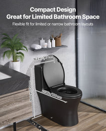 One-Piece Elongated Toilet – Vortex Dual Flush 1.0/1.28 GPF, Skirted Easy-Clean Design, Standard Height (Black & Silver, 12" Rough-In)