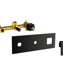 Brass Matte Black Shower Faucet With Shower System, 10 Inch Shower Head And Handheld Spray Bathroom Deluxe Faucet Combination