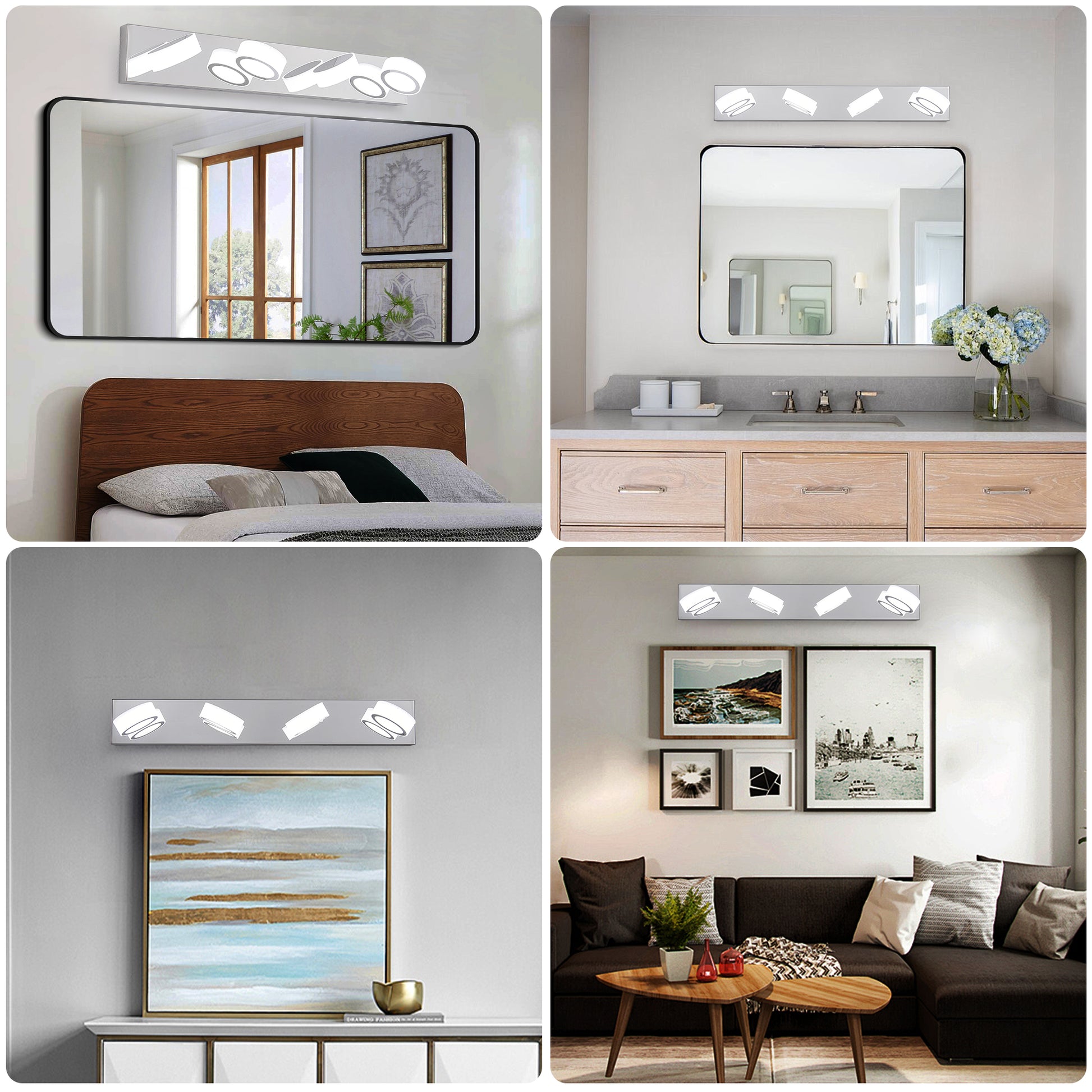 29  Modern 4-Light LED Vanity Light, Sleek Chrome Bathroom Wall Light Fixture For Mirror, Shower, And Bathroom Decor