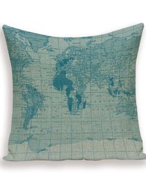 New Retro Toss Pillow Case European World Map Cushion Cover Seat Sofa Covers Morocco Linen House Home Decor Throw Pillows Cases