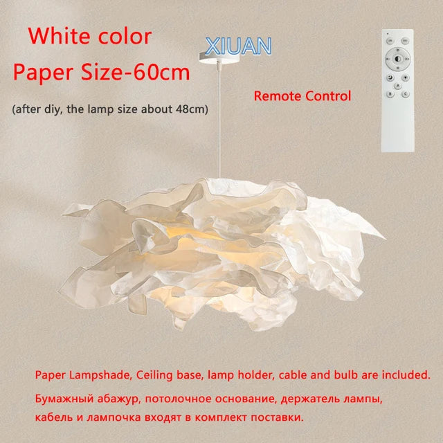 Minimalist Paper Chandelier Lighting Home Indoor Bedroom Living Room Pendant Hanging Lamps DIY White Suspension Light E27 Led