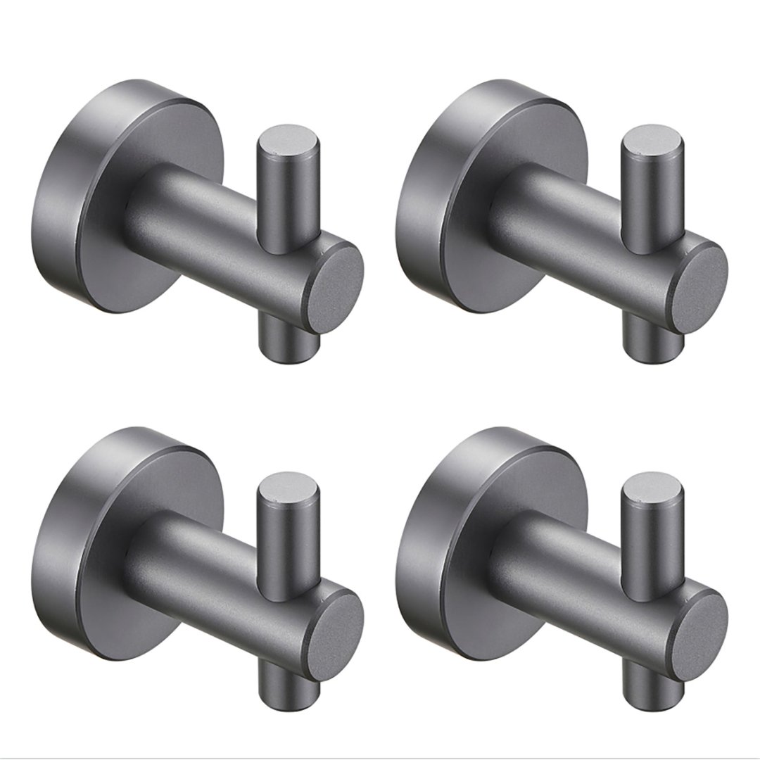 Round Base Wall Hanging Hook With Screws- Gun Grey Hook, 4 Pack, For Entry Shoe Cabinet, Wardrobe Bathroom Bedroom Furniture Hardware