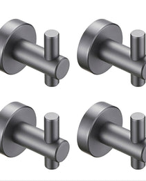 Round Base Wall Hanging Hook With Screws- Gun Grey Hook, 4 Pack, For Entry Shoe Cabinet, Wardrobe Bathroom Bedroom Furniture Hardware