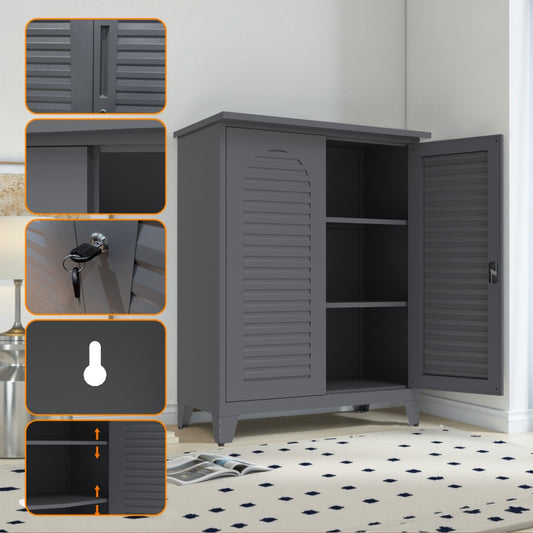 47'' Tall Metal Tool Storage Cabinet, With Ample Storage Space For Garage,Warehouse,Garden,Office, Living Room,Bathroom,Utility Room Slate