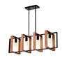 4-Light Kitchen Island Lights Pendant Light Farmhouse Dining Room Light Fixture, Rustic Wood And Black Metal Rectangular Chandelier, Hanging Lighting For Living Room,Conference Room, Home Office - CJDS