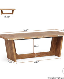 70.87-Inch Executive Computer Desk: Large Home Office Desk With Solid Wooden Pedestal, Industrial Wood Study Writing Table