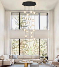 177'' Long Large Crystal Chandeliers 25-Lights LED Chandeliers for High Ceiling Handing Light Fixture for Hallway Foyer Staircase