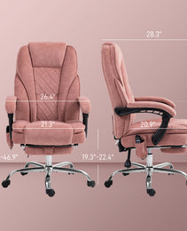 Massage Office Chair, Heated Reclining Computer Chair with Adjustable Height and Footrest, Pink