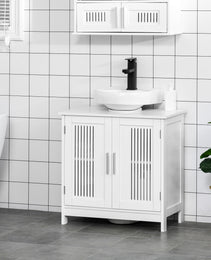 Bathroom Under Sink Cabinet Vanity Unit with Adjustable Shelf Space Saver, White