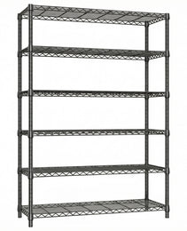 6 Tiers Storage Shelves Load 2100LBS, Metal Shelving Wire Metal Shelving Unit Shelves For Storage Adjustable Garage Shelving For Pantry Kitchen Garage Black 17.7  D X 47.3  W X 82.4  H