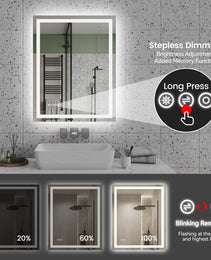 28 Inch X 36 Inch LED Bathroom Mirror