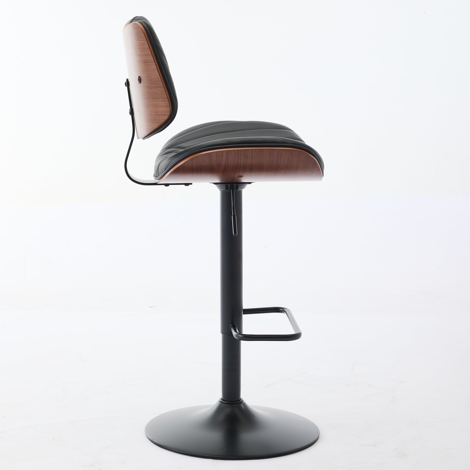 Walnut Bentwood Bar Stools Mid Century Modern Adjustable Counter Height Black Leather Upholstered 360 Swivel Bar Chairs For Kitchen Island Dining Room Cafe 1 Chair 1carton,Black