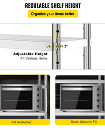 Stainless Steel Shelves 48x18.5 Inch 5 Tier Adjustable Shelf Storage Unit Stainless Steel Rack Shelving Heavy Duty Shelving For Kitchen Commercial Office Garage Storage 330lb Per Shelf