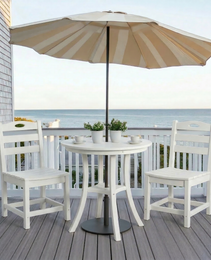 White 3-Piece Outdoor Bistro Set   Round Table Set   Patio Dining Set   2 Chairs