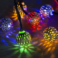 50/ 30/ 20 LED Moroccan Ball Solar String Lights Waterproof 8 Modes for Outdoor Garden Wedding Party Christmas Halloween Decor