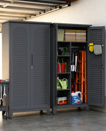 73'' Tall Metal Tool Storage Cabinet, With Ample Storage Space For Garage,Warehouse,Garden,Office, Living Room,Bathroom,Utility Room Slate