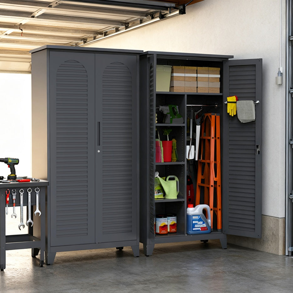 73'' Tall Metal Tool Storage Cabinet, With Ample Storage Space For Garage,Warehouse,Garden,Office, Living Room,Bathroom,Utility Room Slate