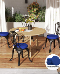 Patio Chair Cushions Set Of 4 Round Seat Cushions For Dining Bistro Chairs Machine Washable, 15 X 15 X 3, Navy Blue