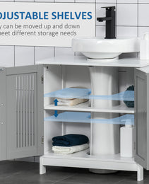 Under Sink Pedestal Storage Bathroom Cabinet, Gray White