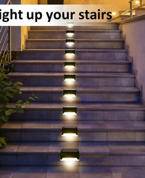 8 Pack New Solar Deck Lights Outdoor Waterproof LED Steps Lamps For Stairs Fence