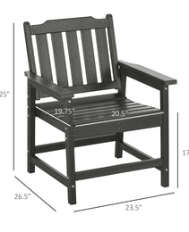 2 Piece All-Weather Patio Chairs, HDPE Patio Dining Chair Set, Heavy Duty Wood-Like Outdoor Furniture, Gray