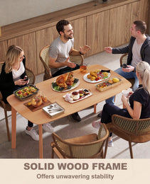 Pine Wood Dining Table For 6, 47" Rustic Rectangular Kitchen Table With Large Tabletop For Dining Room, Natural