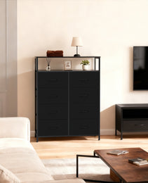 8-Drawer Fabric Dresser With Open Shelf, 45.9-inch Tall Storage Cabinet For Bedroom Closet Organization