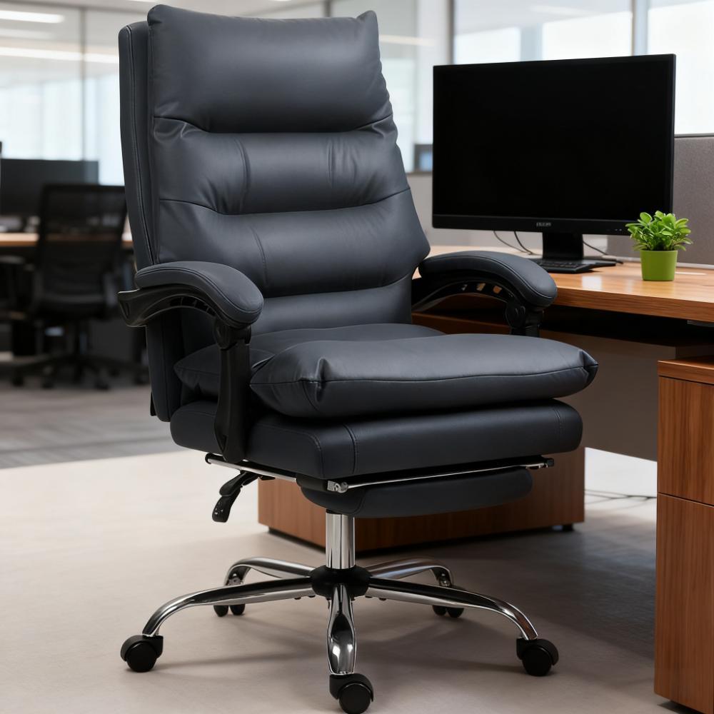 Microfibre Massage Office Chair, Heated Reclining Chair With Footrest
