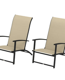 Set of 2 Outdoor Dining Chairs with High Back, Armrests, Folding Patio Chairs for Patio, Lawn, Camping, Beige