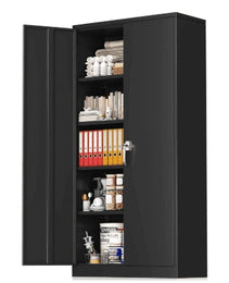 71 Metal Storage Cabinet With Pegboard, Locking Garage Cabinets With Adjustable Shelves