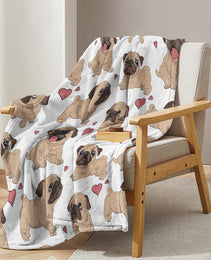 1pc Cute Cartoon Lapdog Heart Pattern Cute Pet Style Soft And Skin Friendly Blanket Cover Blanket Casual Blanket