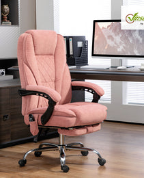 Massage Office Chair, Heated Reclining Computer Chair with Adjustable Height and Footrest, Pink