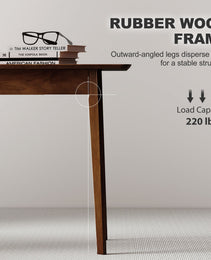 47.2" Rectangle Dining Table for 4, Mid-Century Modern Kitchen Table with Rubber Wood Legs for Dining Room, Walnut