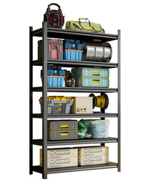 Garage Storage Rack, 6-Story Metal Shelves, Adjustable Partition Storage Unit, Supermarket, Home, Garage, Basement Storage Rack, Black, Requires Assembly