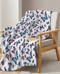 Garden Purple Butterfly Flannel Throw Blanket Soft Blankets And Throws Lightweight Plush Butterflies Lovers Gifts For Women Kids Girls