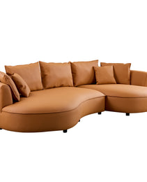 Modern Sectional Curved Sofa Couch For Living Room,Upholstered 5-Seat Sofa Couch Eco-leather Couch Set For Apartment Office,Orange