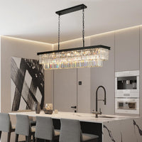 Black Crystal Chandeliers for Dining Room，18-Lights L46 Inch