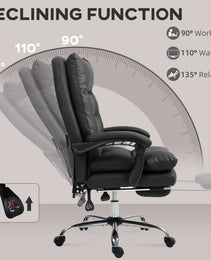 Massage Office Chair with Heat Function, Computer Desk Chair with Footrest Swivel Wheels, Black