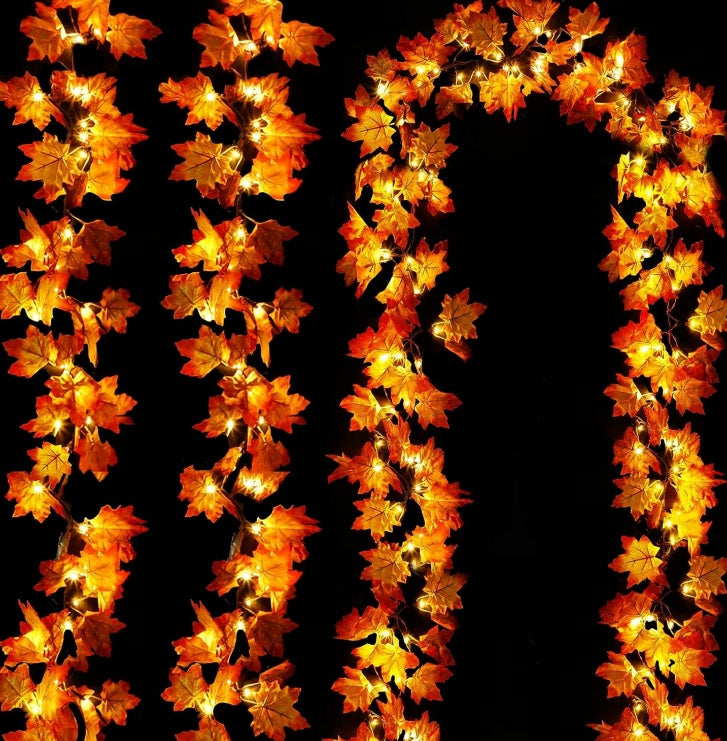Simulation Maple Leaf Light String Thanksgiving Halloween Room Decoration Arrangement Battery Box - CJDS - FC