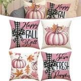 4Pcs Pillow Covers 18x18In Pumpkin Maple Leaf Throw Cushion Cover Happy Fall Pillow Cushion Case For Thanksgiving Sofa Couch Bedroom Home Office Farmhouse Decorations - CJDS - FC