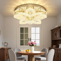 Dia 24" Modern Crystal Chandeliers Silver Chandelier LED Flush Mount Ceiling Light for Living Room Dining Room Bedroom Foyer Entryway LED Dimmable 2700-6000K