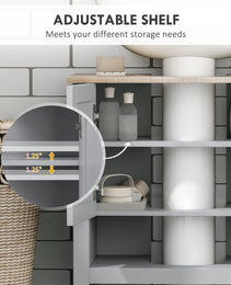 Pedestal Sink Storage Cabinet, Under Sink Cabinet, Bathroom Vanity Cabinet with Adjustable Shelf and Open Bottom Shelf, Gray
