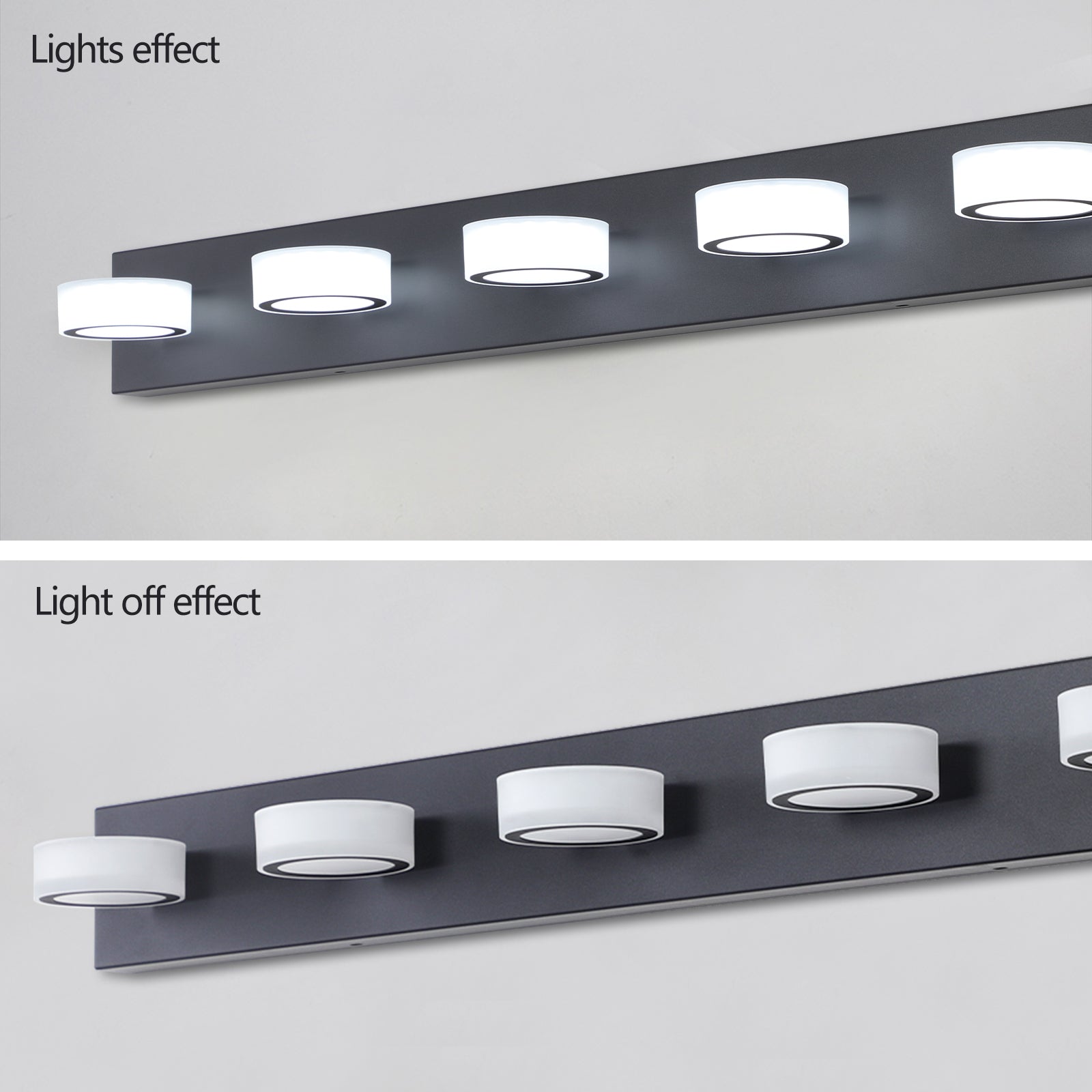37  Modern 5-Light LED Vanity Light, Sleek Black Bathroom Wall Light Fixture For Mirror, Shower, And Bathroom Decor