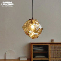 Ice Crystal Pendant Lamp Nordic Minimalism Bedside Restaurant Mirror Front Atmosphere Droplight Glass Stone Ceiling Chandelier