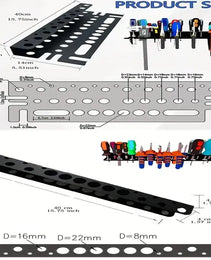 Two Piece Mix & Match Metal Wall Tool Rack (Distribution Mounting Screws) - Portable Hammer/Wrench/Pliers & Screwdriver Storage Rack, Wall Garage Tool Organizer - Workshop & Garage Storage Solution