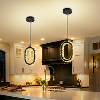 Gold 1 Ring Pendant Lights Kitchen Island Single Head Crystal Chandeliers Foyer Entrance Modern LED Dimmable Chandeliers