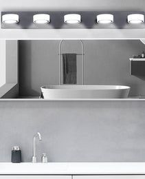 37  Modern 5-Light LED Vanity Light, Sleek Black Bathroom Wall Light Fixture For Mirror, Shower, And Bathroom Decor