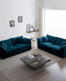 2 - Piece Living Room Set , 2 Pieces Upholstered Loveseat And Couch For Home Office Lounge,  Sofa Set Of 2, 2-Piece 2-2 Seat Couch Set For Living Room ,Blue Chenille