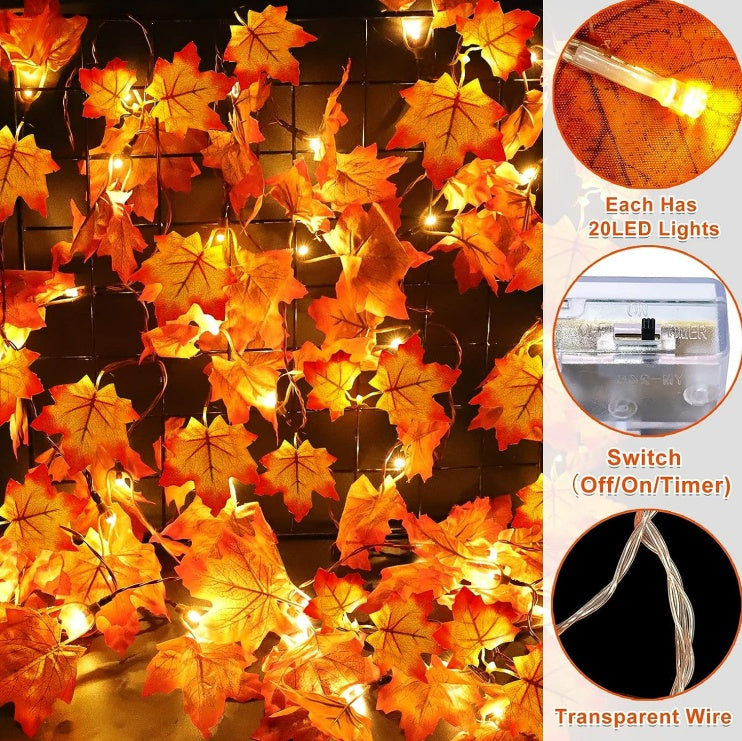 Simulation Maple Leaf Light String Thanksgiving Halloween Room Decoration Arrangement Battery Box - CJDS - FC